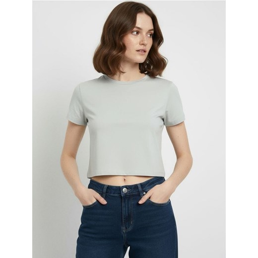 Sinsay - Crop top - szary ze sklepu Sinsay w kategorii Bluzki damskie - zdjęcie 187390749