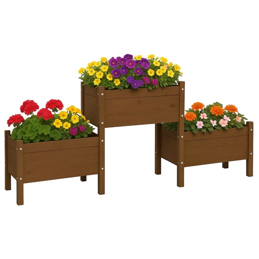 Brązowa drewniana donica do ogrodu R8-N10 ze sklepu Edinos.pl w kategorii Donice i kwietniki ogrodowe - zdjęcie 187390768