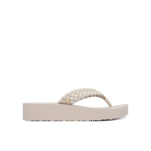 Japonki Tommy Hilfiger Th Wedge Cornrow Beach Sandal FW0FW09037 Écru ze sklepu eobuwie.pl w kategorii Klapki damskie - zdjęcie 187390896