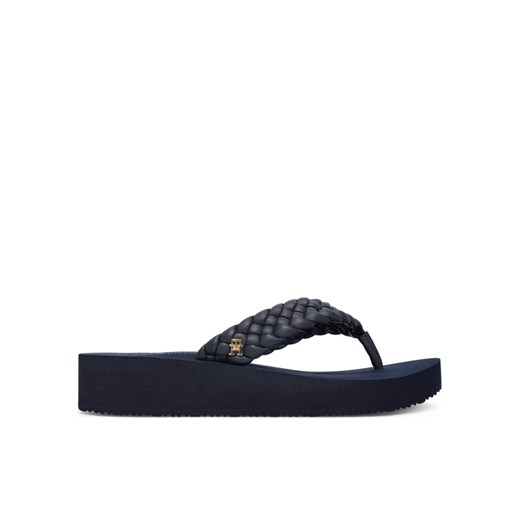 Japonki Tommy Hilfiger Th Wedge Cornrow Beach Sandal FW0FW09037 Granatowy ze sklepu eobuwie.pl w kategorii Klapki damskie - zdjęcie 187390897