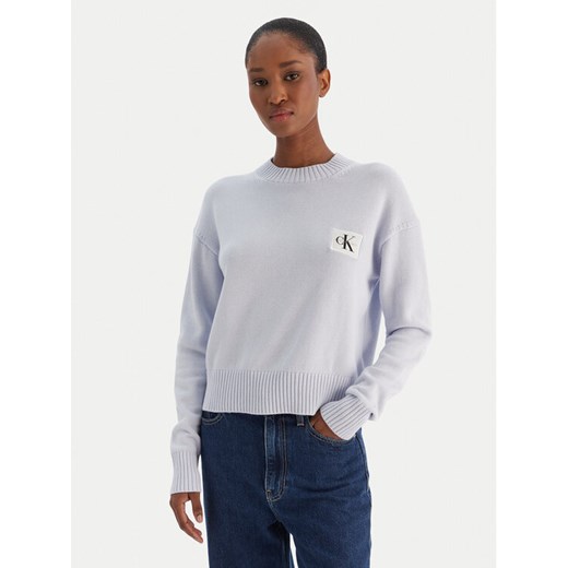 Calvin Klein Jeans Sweter Ck Embro Badge LV047D351G Błękitny Regular Fit ze sklepu MODIVO w kategorii Swetry damskie - zdjęcie 187391188