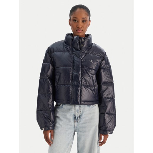 Calvin Klein Jeans Kurtka zimowa Shine Crop LV047D504G Granatowy Regular Fit ze sklepu MODIVO w kategorii Kurtki damskie - zdjęcie 187391196