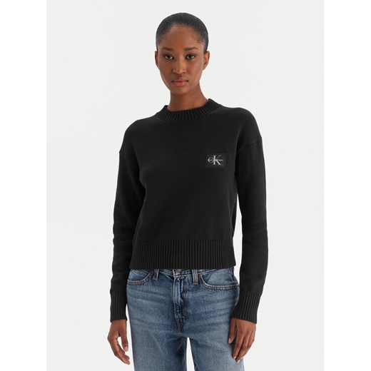 Calvin Klein Jeans Sweter Ck Embro Badge LV047D351G Czarny Regular Fit ze sklepu MODIVO w kategorii Swetry damskie - zdjęcie 187391237