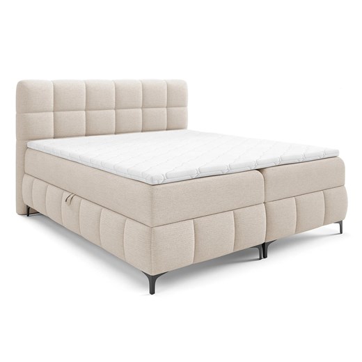 Beżowe tapicerowane łóżko kontynentalne 5 rozmiarów E4-R38 ze sklepu Edinos.pl w kategorii Łóżka i materace - zdjęcie 187392235