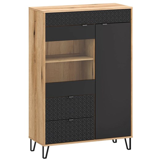 Niska witryna szklana dąb evok + czarny F4-N11 ze sklepu Edinos.pl w kategorii Regały i witryny - zdjęcie 187392239