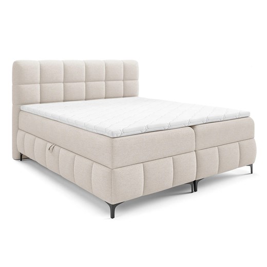 Kremowe pikowane łóżko kontynentalne 5 rozmiarów L4-Z33 ze sklepu Edinos.pl w kategorii Łóżka i materace - zdjęcie 187392268