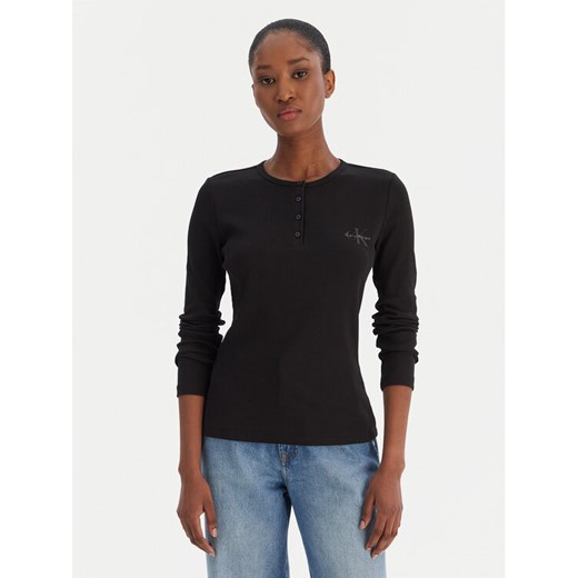 Calvin Klein Jeans Bluzka LV047E201G Czarny Regular Fit ze sklepu MODIVO w kategorii Bluzki damskie - zdjęcie 187393085