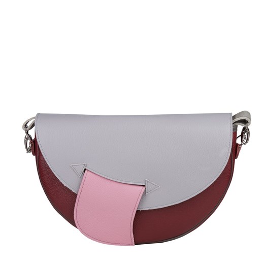 bordowo szara torebka damska skórzana na ramię Moon ze sklepu Słoń Torbalski w kategorii Listonoszki - zdjęcie 187393527