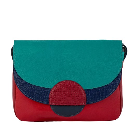 czerwono zielona torebka skórzana na ramię Rainbow ze sklepu Słoń Torbalski w kategorii Listonoszki - zdjęcie 187393539