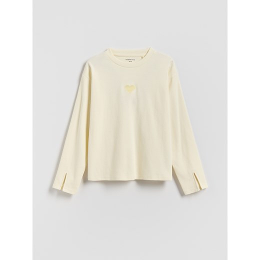 Reserved - Koszulka z haftem - kremowy ze sklepu Reserved w kategorii Bluzki dziewczęce - zdjęcie 187393596