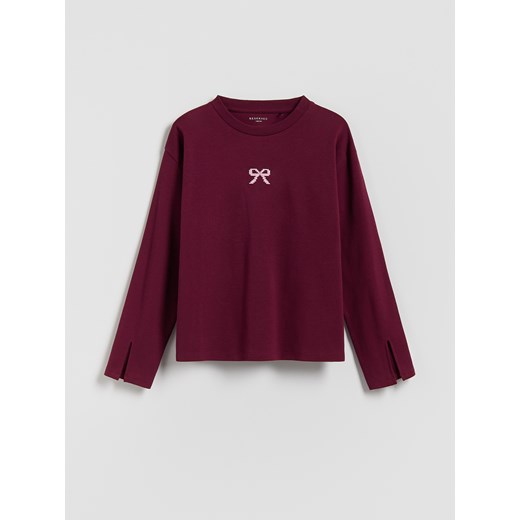 Reserved - Koszulka z haftem - bordowy ze sklepu Reserved w kategorii Bluzki dziewczęce - zdjęcie 187393598