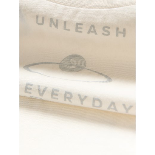 Reserved - Bawełniany t-shirt z nadrukiem - złamana biel Reserved 122 (6-7 lat) Reserved