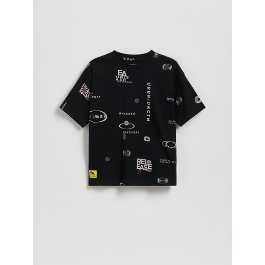 Reserved - Bawełniany t-shirt z nadrukiem - czarny ze sklepu Reserved w kategorii T-shirty chłopięce - zdjęcie 187393659