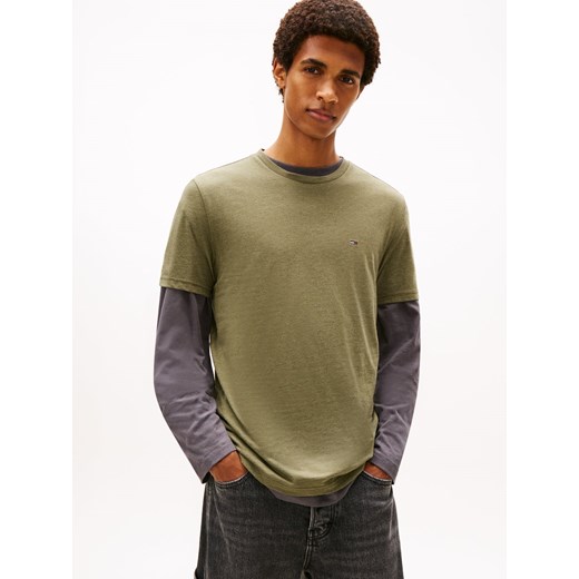 Tommy Jeans Koszulka męska Mężczyźni Bawełna khaki jednolity ze sklepu vangraaf w kategorii T-shirty męskie - zdjęcie 187393686