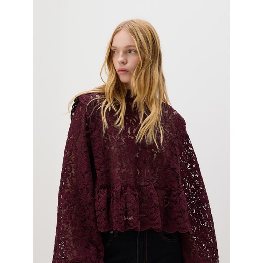 Reserved - Koszula ze strukturalnej tkaniny - bordowy ze sklepu Reserved w kategorii Koszule damskie - zdjęcie 187394668