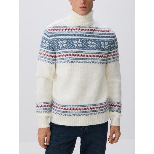 Reserved - Sweter ze świątecznym wzorem - złamana biel ze sklepu Reserved w kategorii Swetry męskie - zdjęcie 187394799