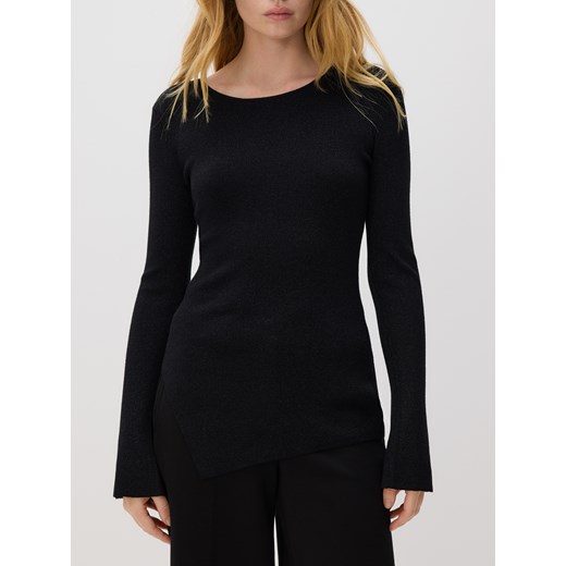 Reserved - Sweter z asymetrycznym dołem - czarny ze sklepu Reserved w kategorii Swetry damskie - zdjęcie 187394848