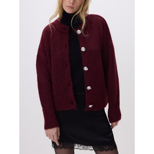Reserved - Kardigan z dekoracyjnymi guzikami - bordowy ze sklepu Reserved w kategorii Swetry damskie - zdjęcie 187394866