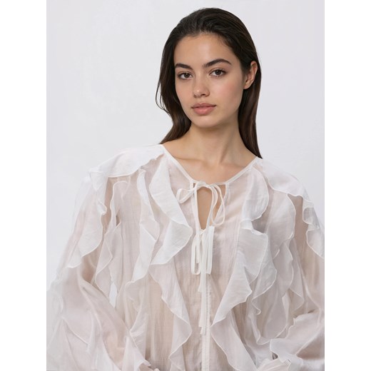 Reserved - Bluzka z lyocellem - biały Reserved XS Reserved