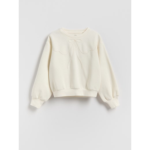 Reserved - Bluza z kokardą - złamana biel ze sklepu Reserved w kategorii Bluzy dziewczęce - zdjęcie 187394978