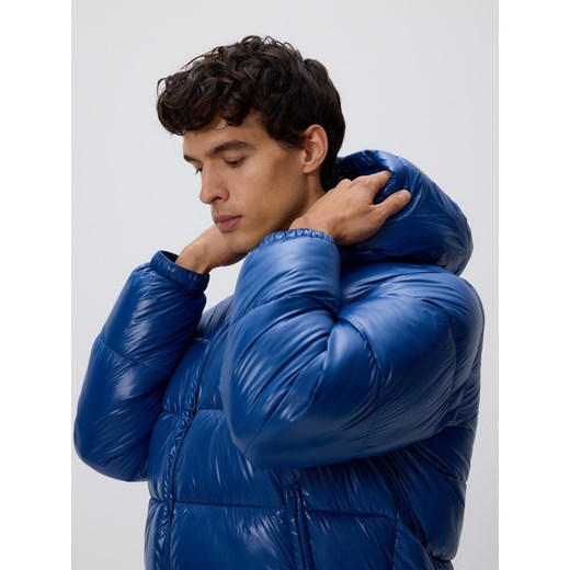 Reserved - Pikowana kurtka z kapturem - niebieski Reserved L Reserved