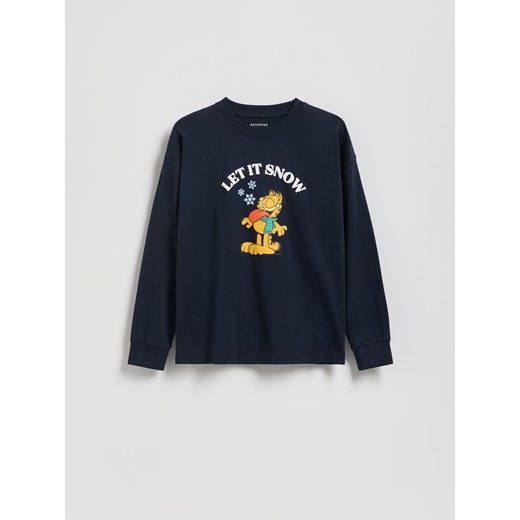 Reserved - Longsleeve Garfield - granatowy ze sklepu Reserved w kategorii T-shirty chłopięce - zdjęcie 187395619