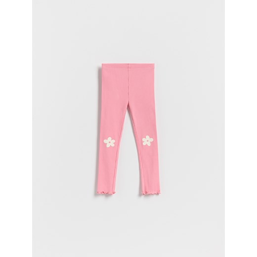 Reserved - Prążkowane legginsy z nadrukiem - różowy Reserved 86 (12-18 m.) okazja Reserved