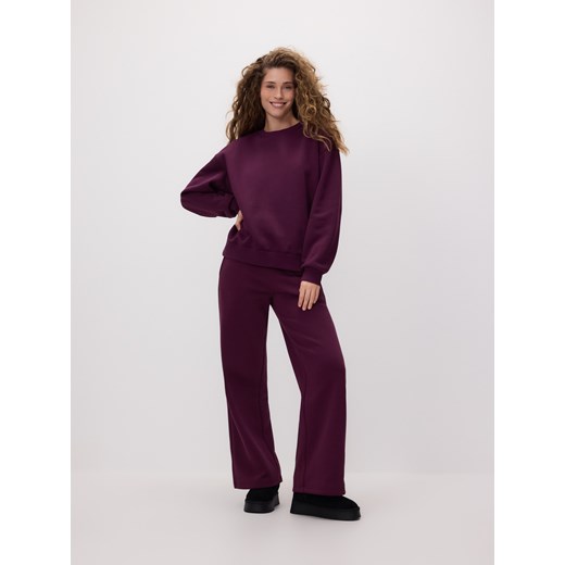 Reserved - Gładka bluza z bawełną - ciemnofioletowy ze sklepu Reserved w kategorii Bluzy damskie - zdjęcie 187395657