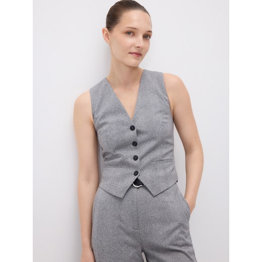 Reserved - Kamizelka w jodełkę - ciemnoszary ze sklepu Reserved w kategorii Kamizelki damskie - zdjęcie 187395695