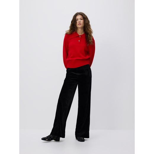 Reserved - Welurowe spodnie - czarny ze sklepu Reserved w kategorii Spodnie damskie - zdjęcie 187395759