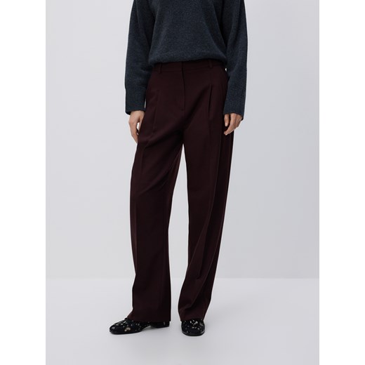 Reserved - Spodnie w kant z wełną - ciemnofioletowy ze sklepu Reserved w kategorii Spodnie damskie - zdjęcie 187395767