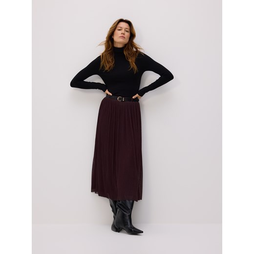 Reserved - Plisowana spódnica z paskiem - ciemnofioletowy ze sklepu Reserved w kategorii Spódnice - zdjęcie 187395886