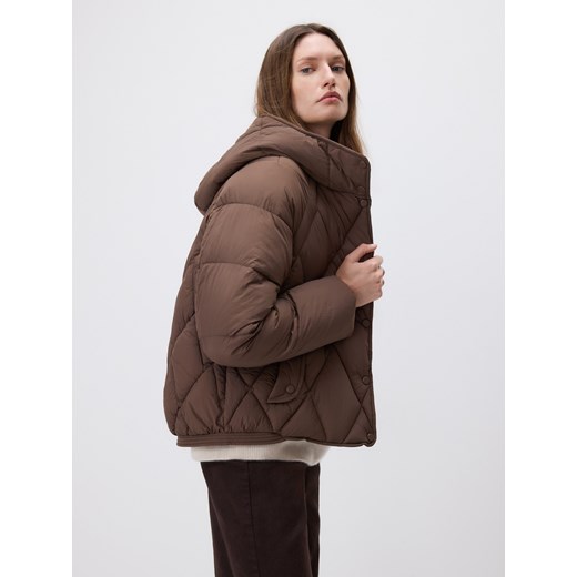 Reserved - Pikowana kurtka z kapturem - ciemnobrązowy ze sklepu Reserved w kategorii Kurtki damskie - zdjęcie 187395957