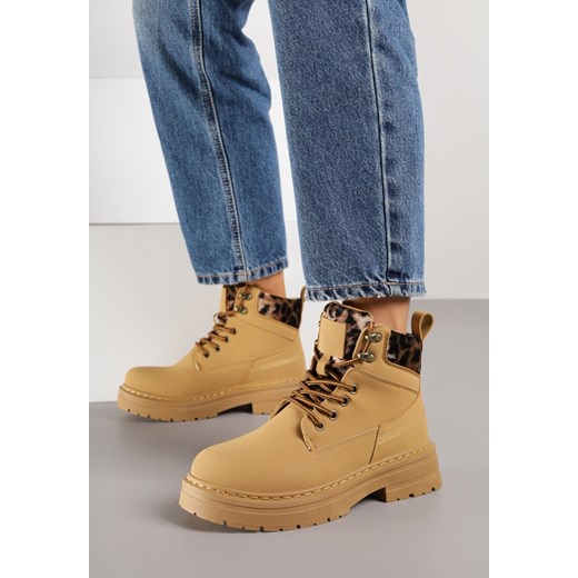 Brązowe Trapery Zdobione Wzorzystymi Wstawkami Vetiane 38 born2be.pl