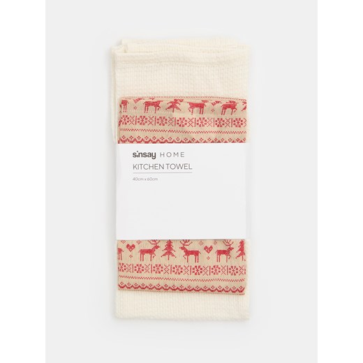 Sinsay - Ścierki kuchenne ze świątecznym motywem 2 pack - beżowy Sinsay One Size Sinsay