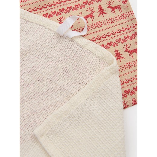 Sinsay - Ścierki kuchenne ze świątecznym motywem 2 pack - beżowy Sinsay One Size Sinsay