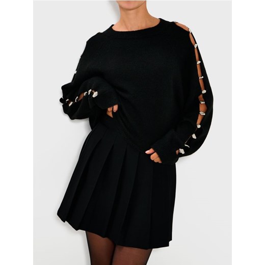 Sinsay - Sweter ze zdrobieniami na rękawach - czarny ze sklepu Sinsay w kategorii Swetry damskie - zdjęcie 187396716