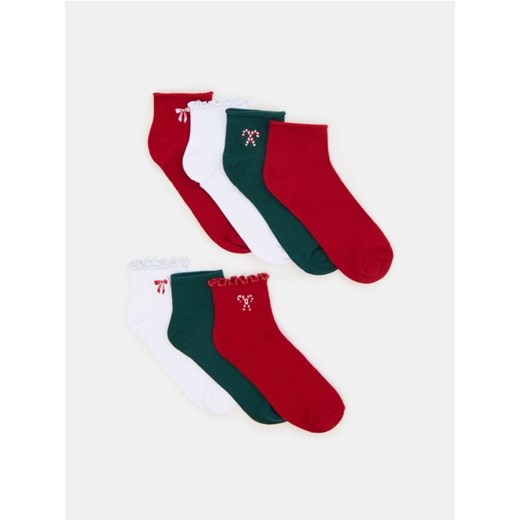 Sinsay - Prążkowane skarpetki z motywem świątecznym 7 pack - wielobarwny ze sklepu Sinsay w kategorii Skarpetki damskie - zdjęcie 187396759