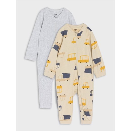 Sinsay - Bawełniany pajacyk 2 pack - kremowy ze sklepu Sinsay w kategorii Pajacyki - zdjęcie 187396788