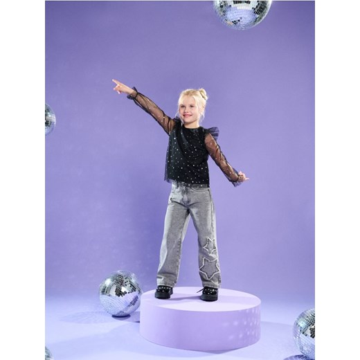 Sinsay - Elegancka bluzka z połyskującymi aplikacjami - czarny Sinsay 104 (3-4 l) Sinsay