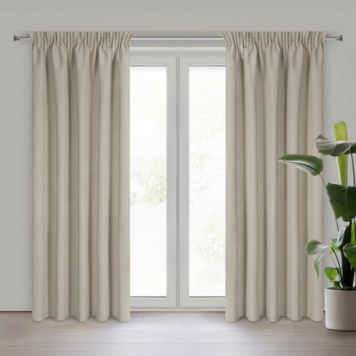 ZASŁONA GOTOWA SUZAN NA TAŚMIE 135 X 270 CM CIEMNOBEŻOWY ze sklepu lenaodniemowlakadoszkolniaka.pl w kategorii Zasłony - zdjęcie 187401008