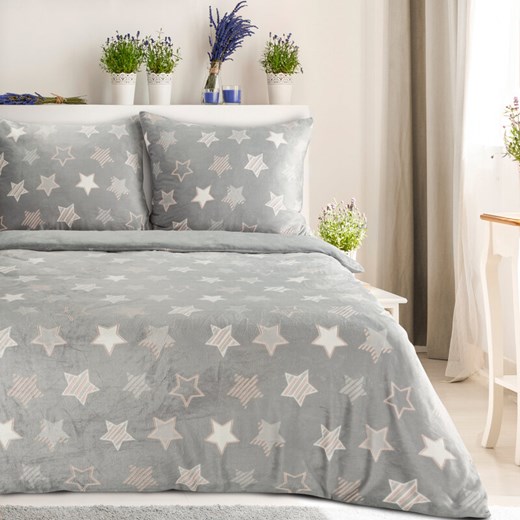 KOMPLET POŚCIELI FLANO 4 220 X 200 CM SREBRNY ze sklepu lenaodniemowlakadoszkolniaka.pl w kategorii Pościele - zdjęcie 187406646