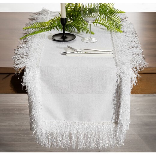 OBRUS JASPER 40 X 140 CM BIAŁY ze sklepu lenaodniemowlakadoszkolniaka.pl w kategorii Obrusy i bieżniki - zdjęcie 187410807