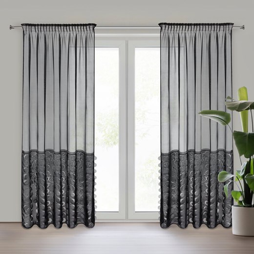 FIRANA GOTOWA DEBORA NA TAŚMIE 140 X 270 CM CZARNY ze sklepu lenaodniemowlakadoszkolniaka.pl w kategorii Firany - zdjęcie 187413208