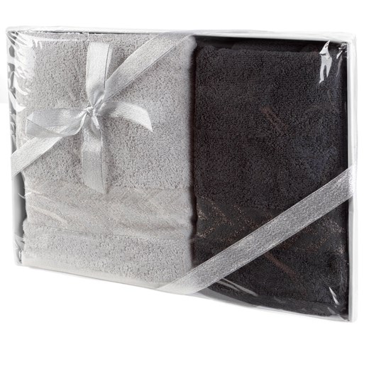 KOMPLET RĘCZNIKÓW GLOW 42 X 33 X 5 CM SREBRNY ze sklepu lenaodniemowlakadoszkolniaka.pl w kategorii Ręczniki - zdjęcie 187416206