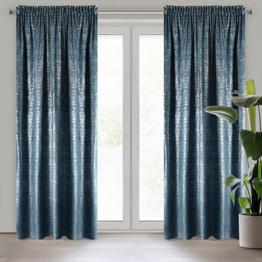 ZASŁONA GOTOWA D91 CYPR NA TAŚMIE 140 X 270 CM GRANATOWY ze sklepu lenaodniemowlakadoszkolniaka.pl w kategorii Zasłony - zdjęcie 187427205