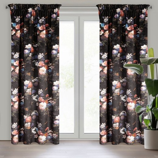 ZASŁONA GOTOWA KAREN NA TAŚMIE 140 X 270 CM CZARNY ze sklepu lenaodniemowlakadoszkolniaka.pl w kategorii Zasłony - zdjęcie 187429299