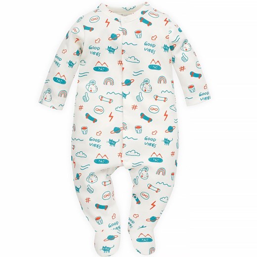 Pajac niemowlęcy ecru dla chłopca wyprawka Pinokio Orange Filip ze sklepu lenaodniemowlakadoszkolniaka.pl w kategorii Pajacyki - zdjęcie 187431907