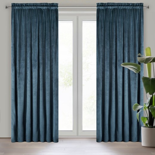 ZASŁONA GOTOWA PIERRE NA TAŚMIE 140 X 300 CM GRANATOWY ze sklepu lenaodniemowlakadoszkolniaka.pl w kategorii Zasłony - zdjęcie 187432419