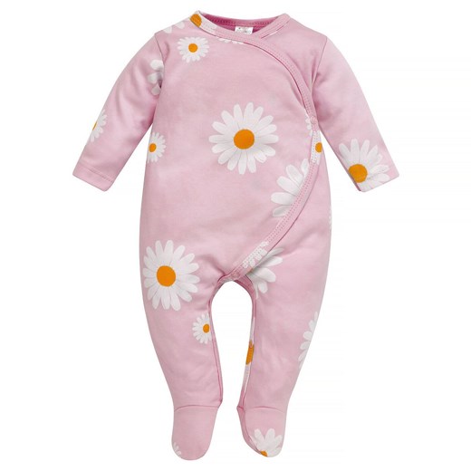 Pajacyk niemowlęcy Kopertowy DAISY różowy,stokrotki 56 ze sklepu lenaodniemowlakadoszkolniaka.pl w kategorii Pajacyki - zdjęcie 187450019